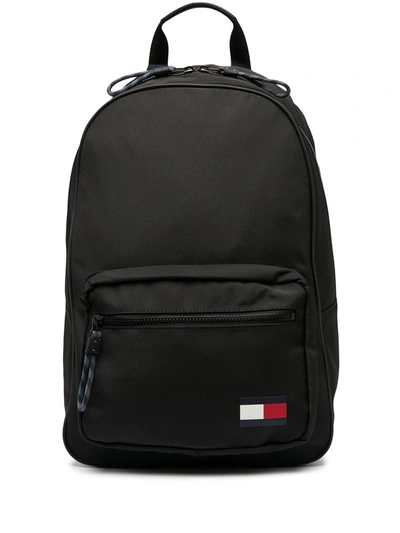 Tommy Hilfiger Oversized Logo Patch Backpack In Black