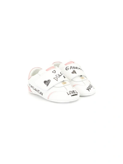 Dolce & Gabbana Babies' Logo Print Pre-walkers In White