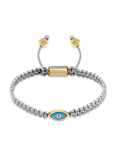 Nialaya Jewelry Evil Eye Braided Bracelet In Grey