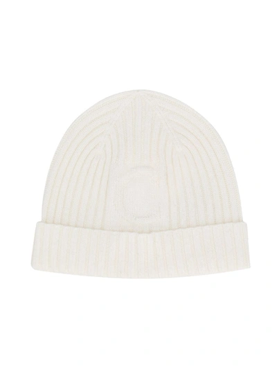 Chloé Kids' Ribbed Knit Monogram Hat In Neutrals