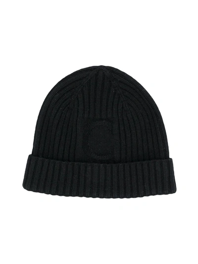 Chloé Kids' Monogram Ribbed Knit Beanie Hat In Black