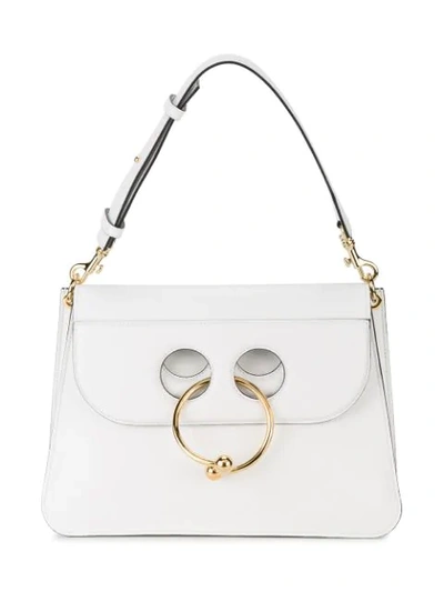 Jw Anderson Pierce Medium Leather Shoulder Bag In White