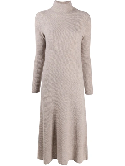 Agnona Cashmere Midi Dress In Neutrals