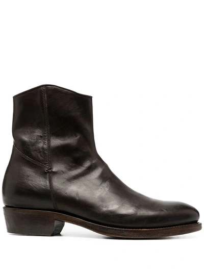 Ajmone Leather Ankle Boots In Brown