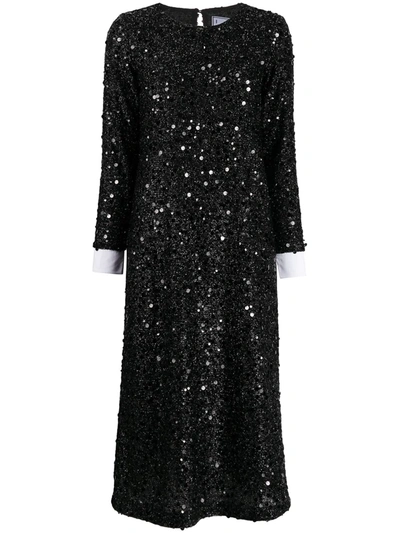 In The Mood For Love Sequin Shirt Dress In Black