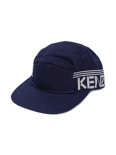 Kenzo Kids' Logo-plaque Bucket Hat In Blue
