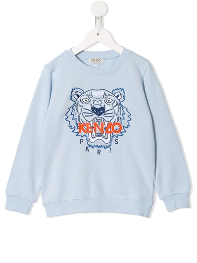 Kenzo Kids' Tiger Motif Sweatshirt In Sky Blue