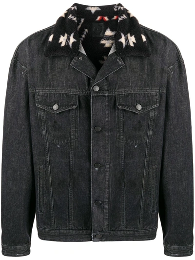 Alchemist Broken Bones Denim Trucker Jacket In Black