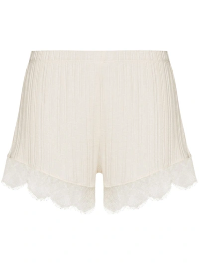 Skin Betsey Lace-trim Shorts In White