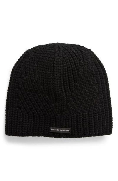 Rebecca Minkoff Chenille Traveling Rib Beanie In Black