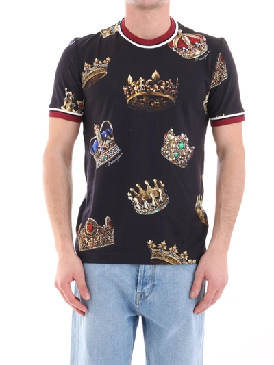 Dolce & Gabbana Crowns Print T-shirt In Black