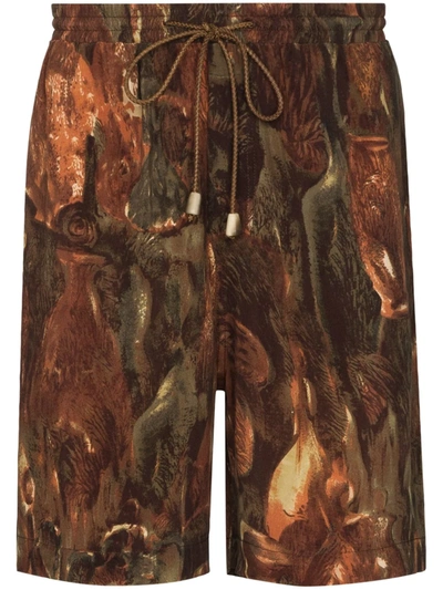 Nanushka Ville Amfora Print Bermuda Shorts In Brown