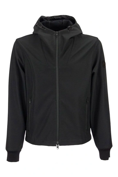 Fay Unlined Bomber With A Hood In Black