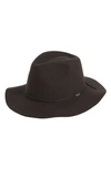 Brixton Wesley Packable Felted Wool Fedora In Washed Black