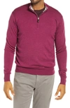 Peter Millar Crown Quarter Zip Sweater In Pomegranate