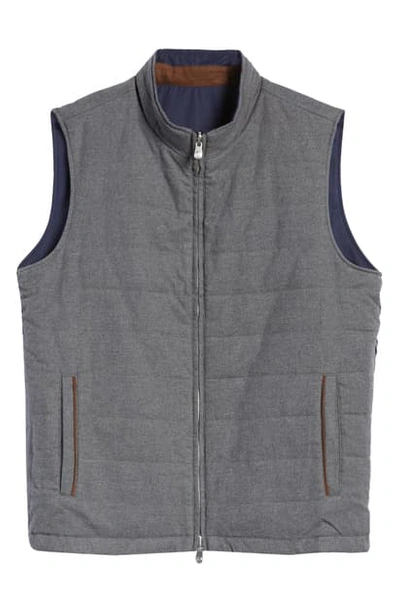 Peter Millar Reversible Stretch Cotton Flannel Vest In Charcoal
