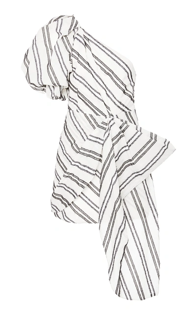 Acler Strand One Shoulder Striped Dress