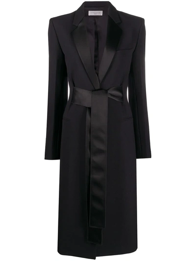 Victoria Beckham Tie Waist Tuxedo Coat In Black