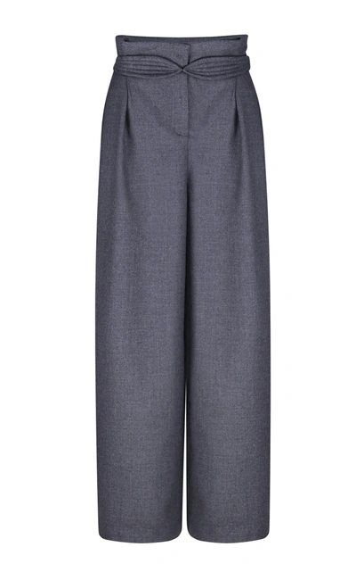 Anna October High-rise Wool-blend Pants In Grey