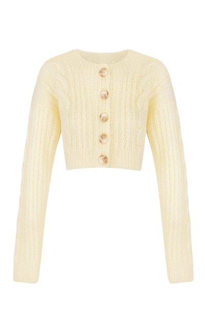 Anna October Women's Tavria Cable-knit Wool-blend Cropped Cardigan In Ivory