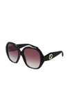 Gucci Women's Oversized Round-frame Acetate Sunglasses In Black,brown