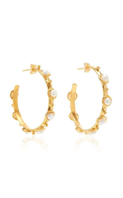 Sylvia Toledano Petite Candy Pearl Hoop Earrings In White