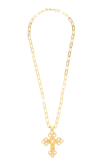 Sylvia Toledano Croix Pearl Gold-plated Necklace In White
