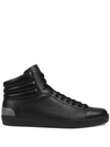 Gucci Men's Ace High-top Leather Sneakers In Schwarz
