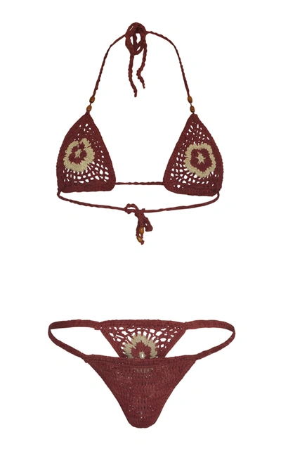 Akoia Swim Women's Bunga Crocheted Organic Cotton Bikini In Multi,brown