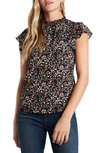 1.state Flutter Sleeve Top In Black Multi Floral