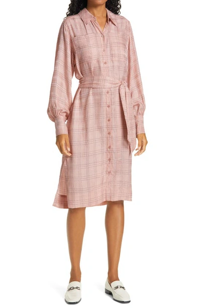 Rebecca Taylor Jules Plaid Silk Dress In Rose Quartz Combo