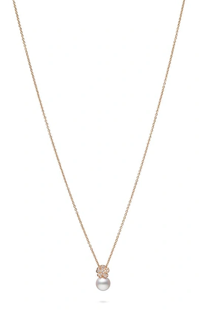 Mikimoto Diamond & Cultured Pearl Pendant Necklace In Rose Gold