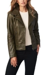 Bernardo Leather Moto Jacket In Seaweed