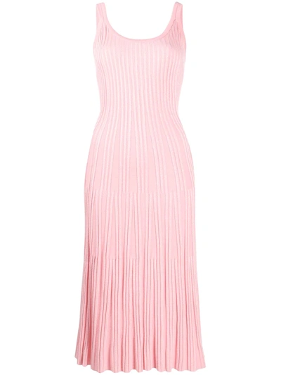 Kenzo Ribbed Knitted Dress In Pink