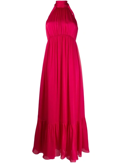 Zimmermann Gathered Sleeveless Silk Chiffon Gown In Pink-drk