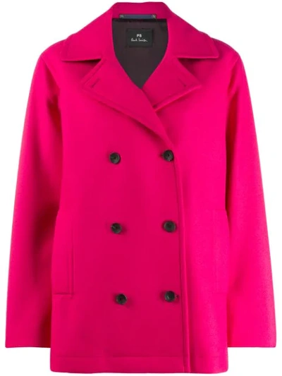 Ps By Paul Smith Double-breasted Buttoned Coat In Fuchsia