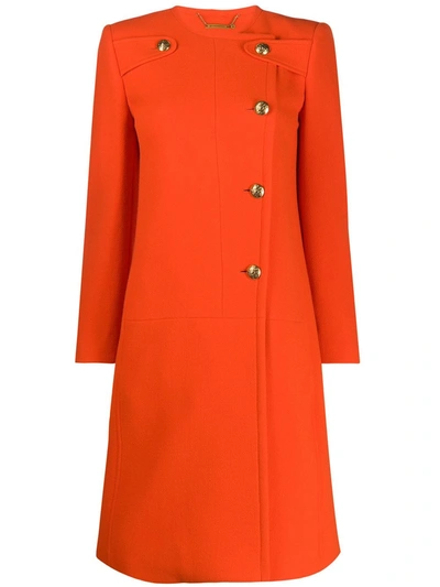 Givenchy 4g Dagger Button Wool A-line Coat In Orange