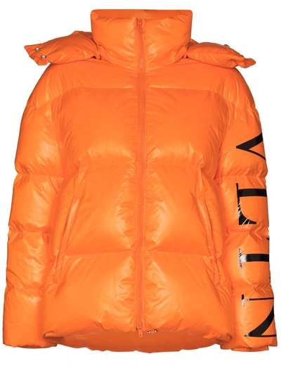 Valentino Vltn-sleeve Puffer Jacket In Orange