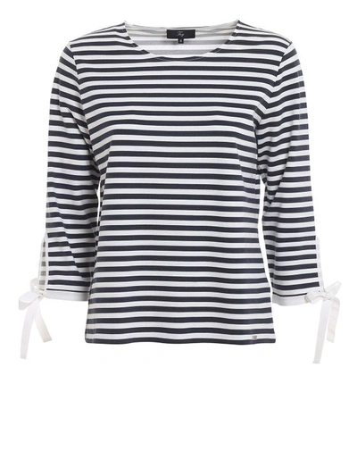 Fay Striped Blouse With Bow Details In Blue