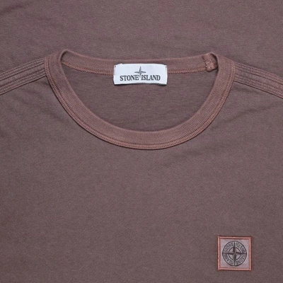 Stone Island 23757 Cotton Jersey Tee Mahogany - Atterley In Burgundy