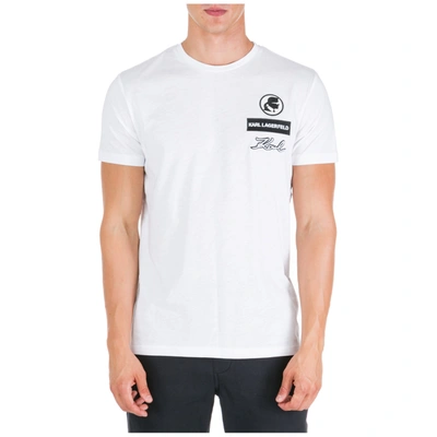 Karl Lagerfeld Men's Short Sleeve T-shirt Crew Neckline Jumper In White