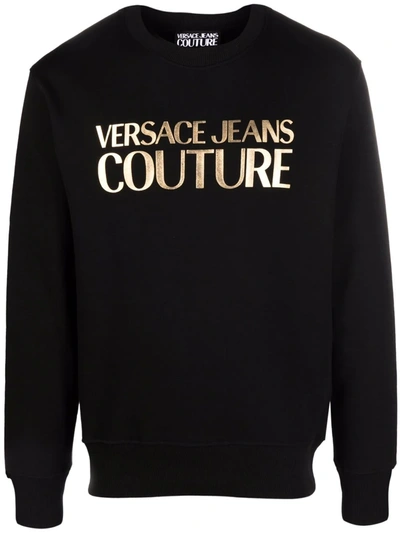 Versace Jeans Couture Logo Embroidered Sweatshirt In Black