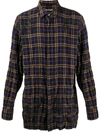 Palm Angels Logo-print Checked Cotton-blend Shirt In Blue