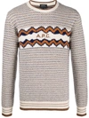 Apc Intarsia Logo Wool Jumper In Neutrals