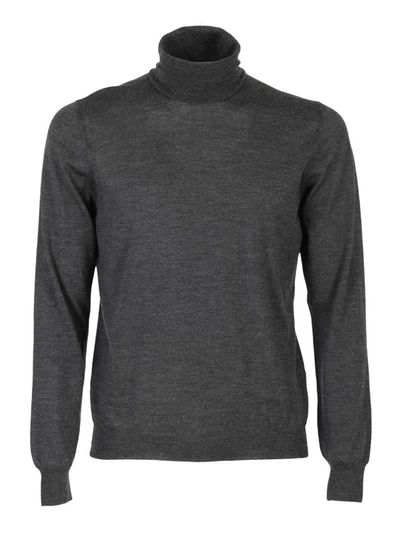 Tagliatore Solid Color Turtleneck Cutter In Combed Virgin Wool In Grey