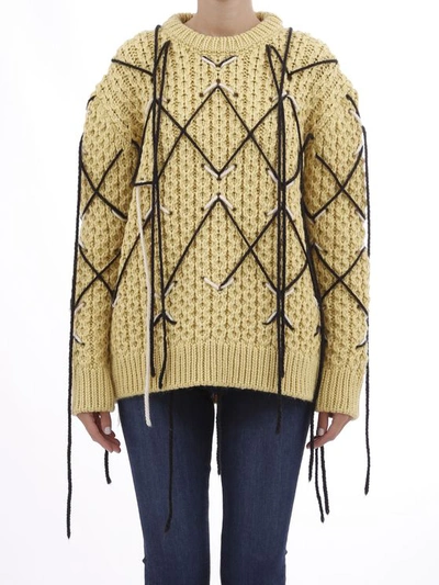 Calvin Klein Jumper In Embroidered Honeycomb In Yellow