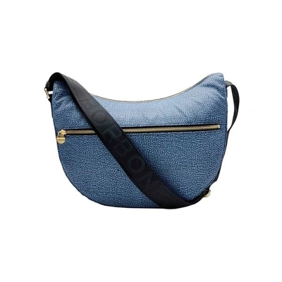 Borbonese Blue Medium Half-moon Shoulder Bag