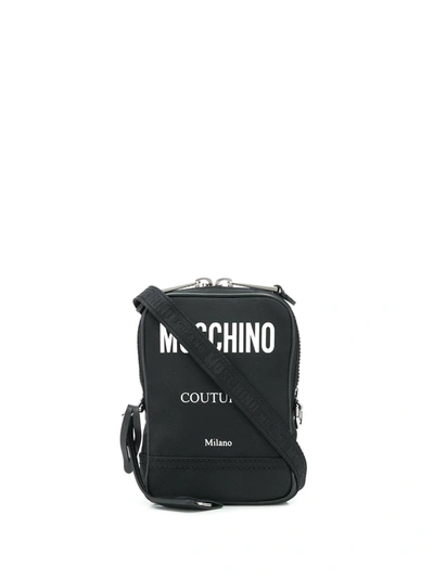 Moschino Convertible Canvas Messenger Bag In Black