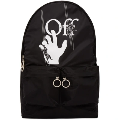 Off-white Hand Painter Cotton Backpack In Black