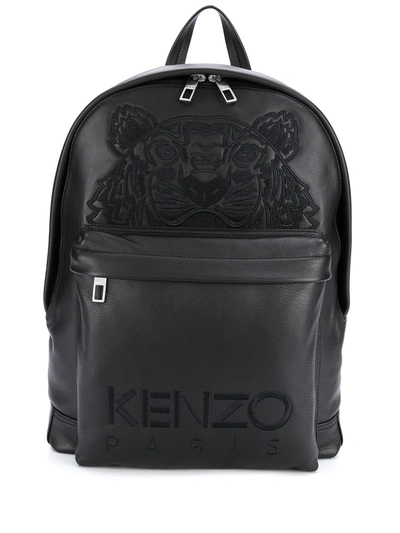 Kenzo Logo-embroidered Backpack In Black